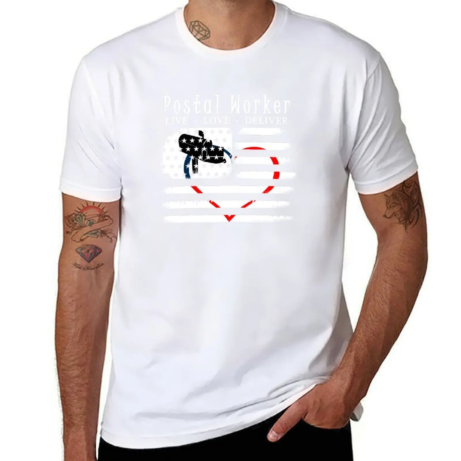 

American Postal Worker - Live Love Deliver T-Shirt t shirt custom print man t shirts high quality luxury brand T-Shirt