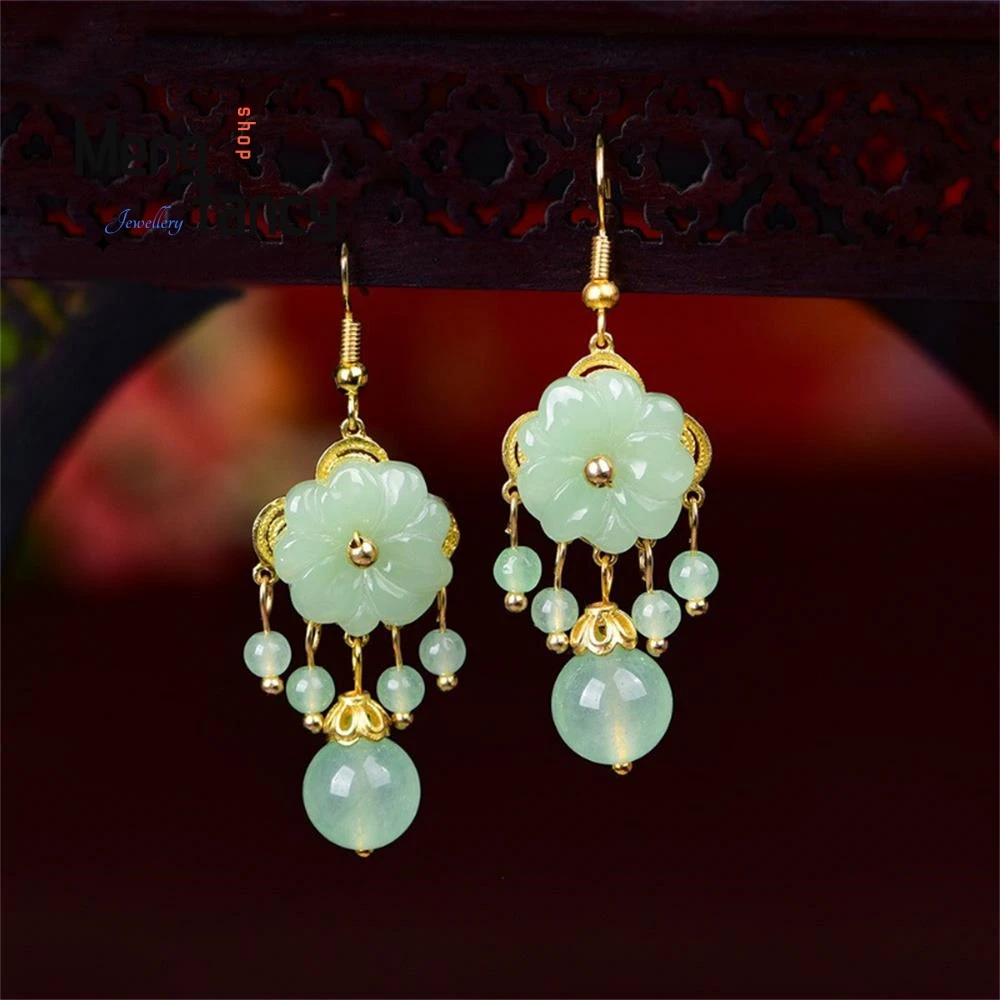 

Natural 925 Silver For Women Chalcedony Vintage Earrings Fashion Statement Luxury Elegant Jewelry Holiday Gifts Sexy Young Girls