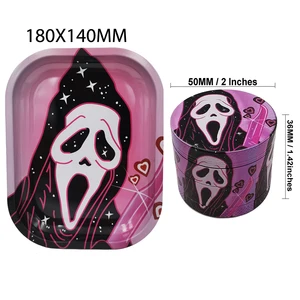 2 قطعة فطر المتداول صينية 180x140mm مجموعة مطحنة الأعشاب شبح روز القلب شجرة التدخين اكسسوارات أفضل 10 طقم ماريجوانا وردية مبيعا - رقم 1