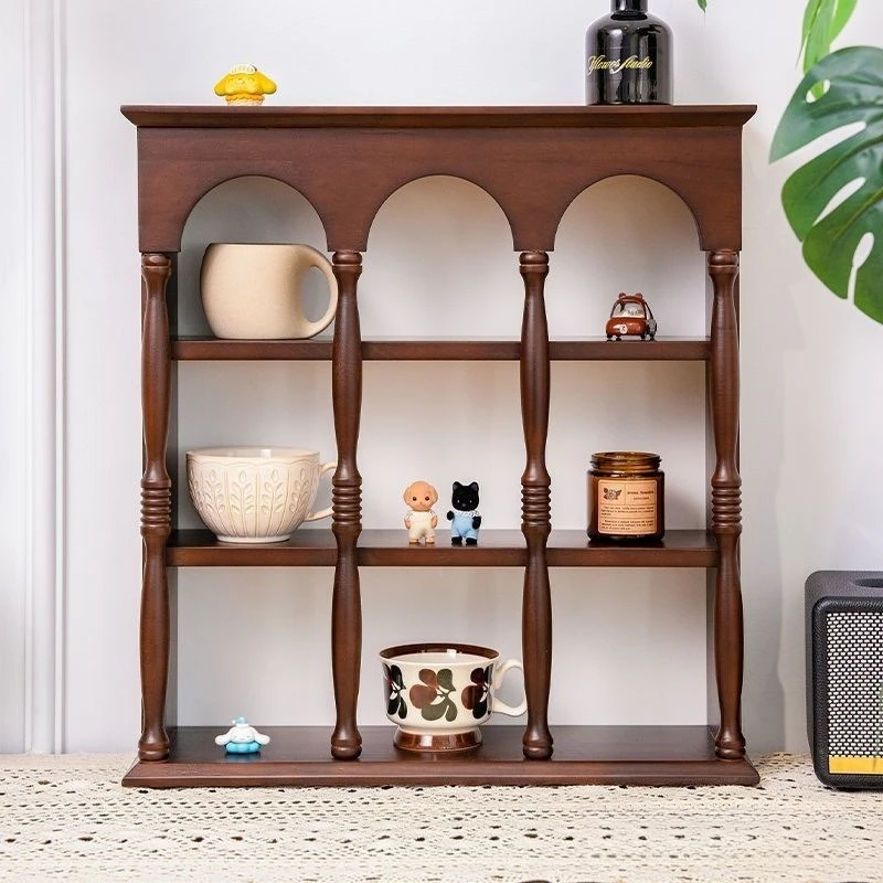 Retro solid wood cup holder Perfume holder Medieval French coffee cup storage rack Wall hanging figure display Cup holder