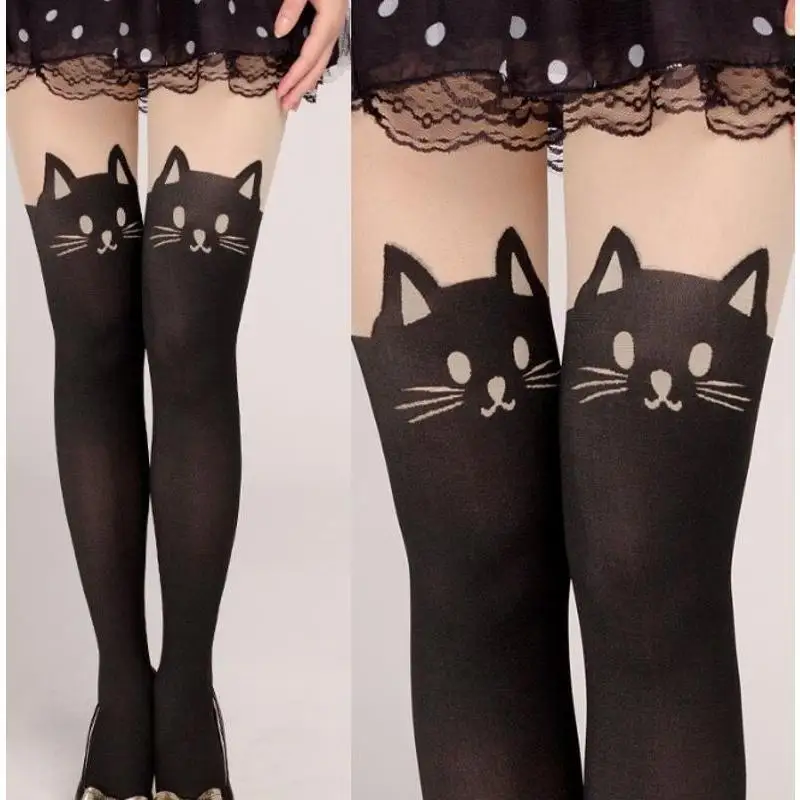

Cute Cat Long Socks Cartoon Animal Cat Pattern Thigh Stockings Over Knee High Socks Cat Print Womens Stockings Fashion Accessory