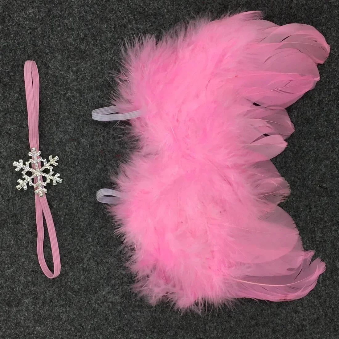 Newborn Photography Handmade Boys and Girls Angel Feather Wings Baby Take Pictures Props Crystal Snowflake Headband Accessories