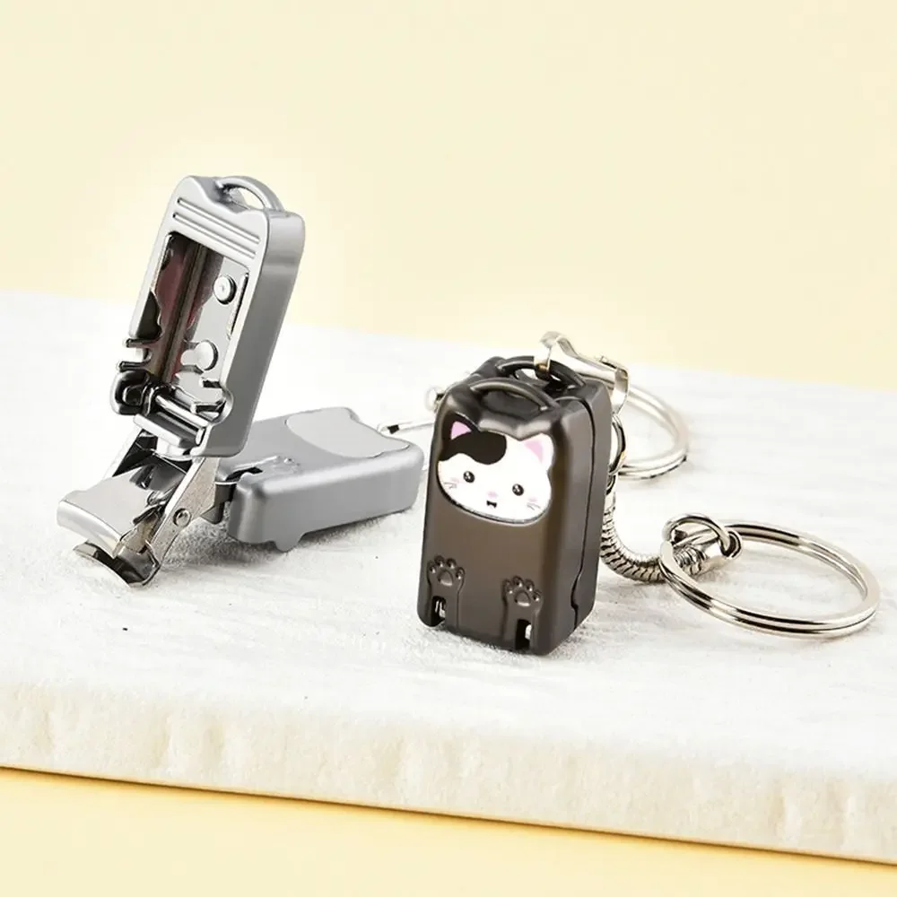 New Stainless Steel Fingernail Clipper Metal Foldable Mini Creative Kitten Nail Clipper Trim Nails Keychain