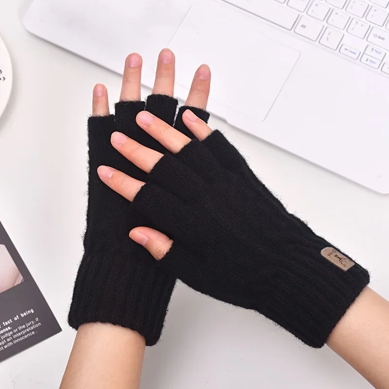 Men's and Women's Half Finger Gloves, Warm and Cold Resistant Touch Screen Gloves, Thick Gloves Suitable for Winter Warm Riding