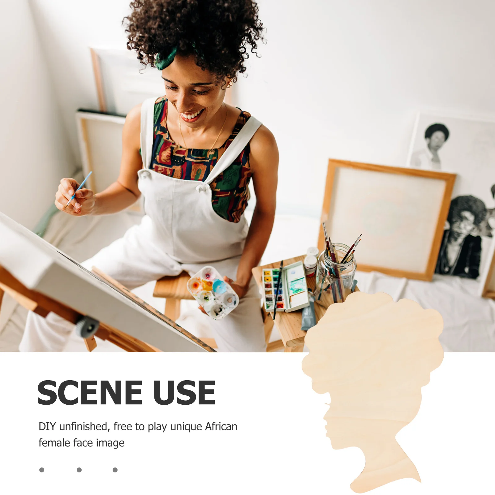 

Wood Head Cutout Craft DIY Unpainted Wooden Slice for Painting Wall Ornament Holiday Wedding Decor Supplies Natural Plywood Wood