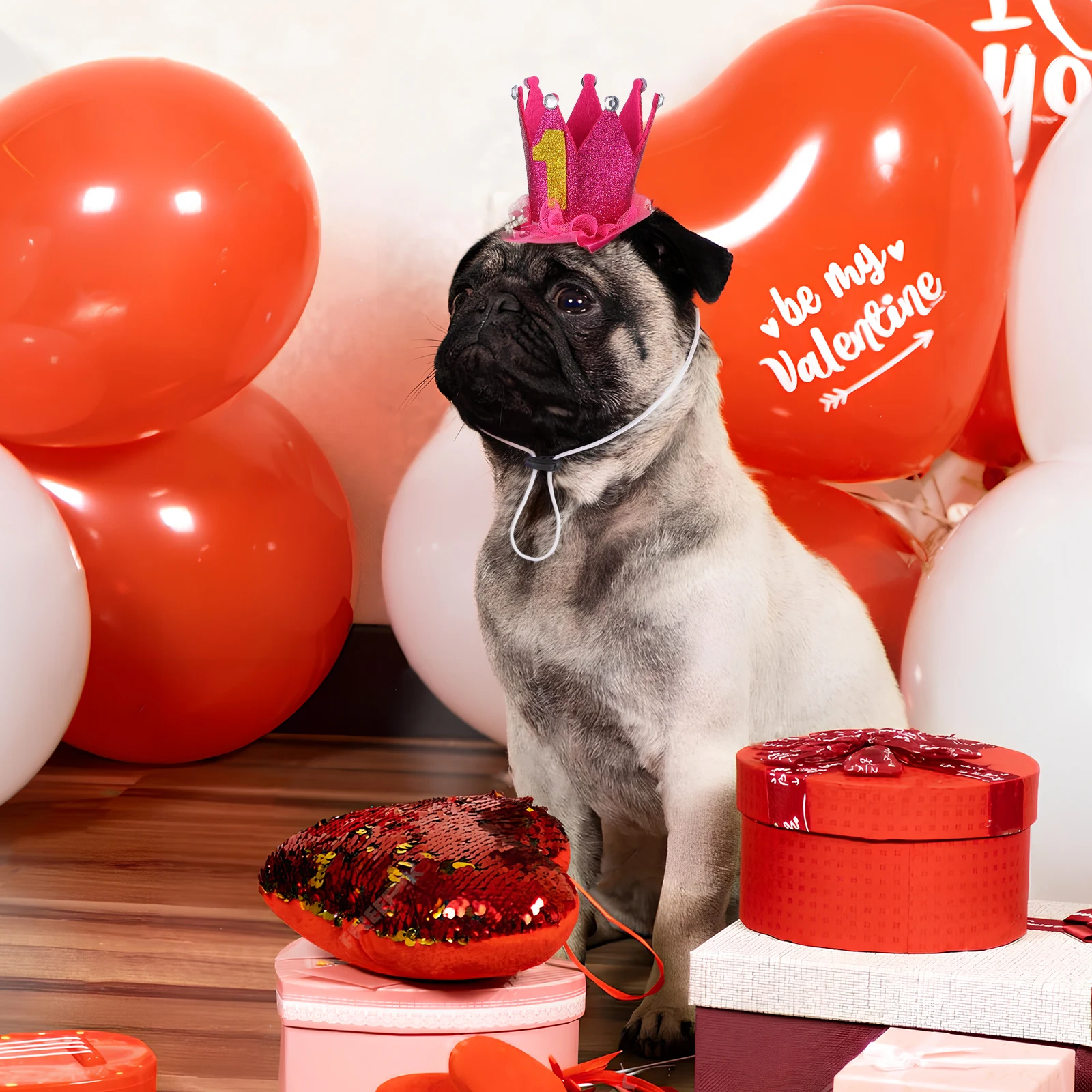 

1 set Pet Birthday Set Versatile Dog Cat Party Decorations Hat Banner Bandana Safe Polyester Dog Birthday Outfit