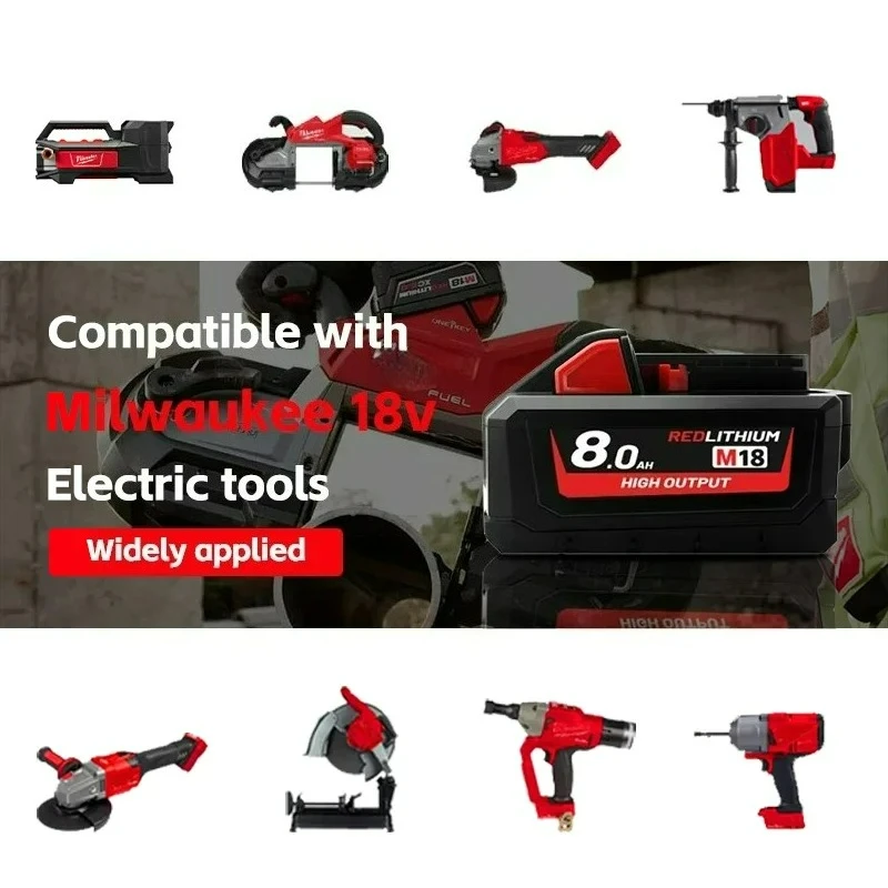 تناسب بطارية ميلووكي الأصلية 18 فولت 8AH M18HB8، 21700 بطارية عالية الوظائف، 5AH 6AH 12AH، شاحن M12-18FC، 48-11-1850 48-11-1840 #5