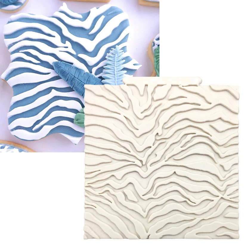 قالب سيليكون على شكل فرع مخطط حمار وحشي ، أدوات تزيين كعكة السكر ، أواني الخبز