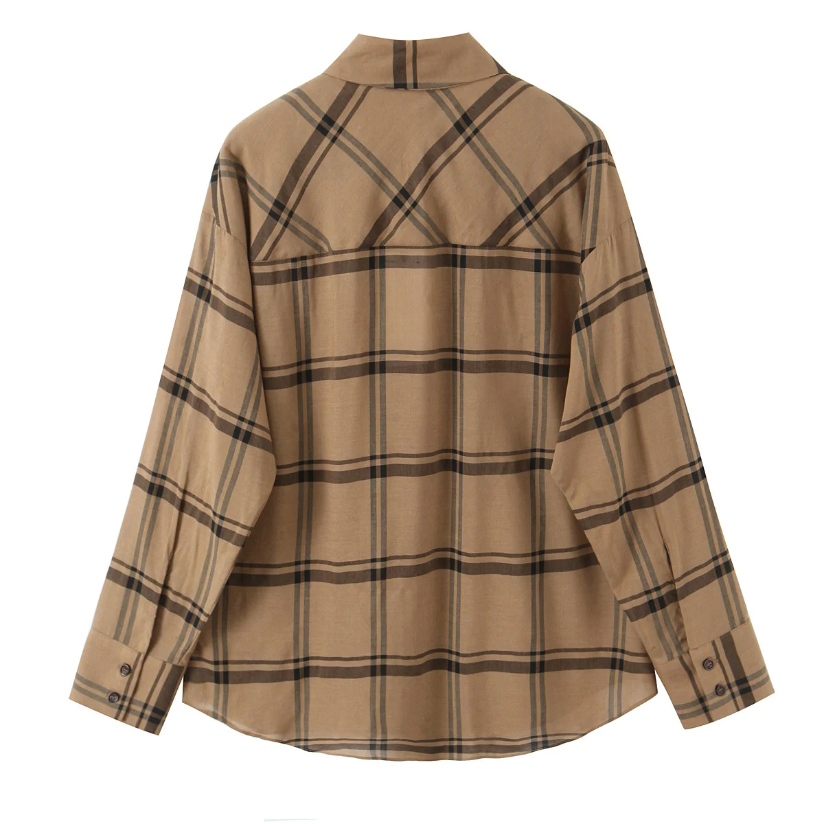 Camicia a quadri di nuovo arrivo autunno 2025 per donna Camicia a quadri stile sciarpa con colletto a maniche lunghe casual semplice moda retrò
