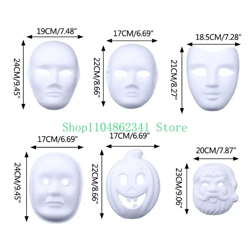 5asd Blank Mask DIY Full Face Mask Paintable White Plain Mask for DIY Decorations