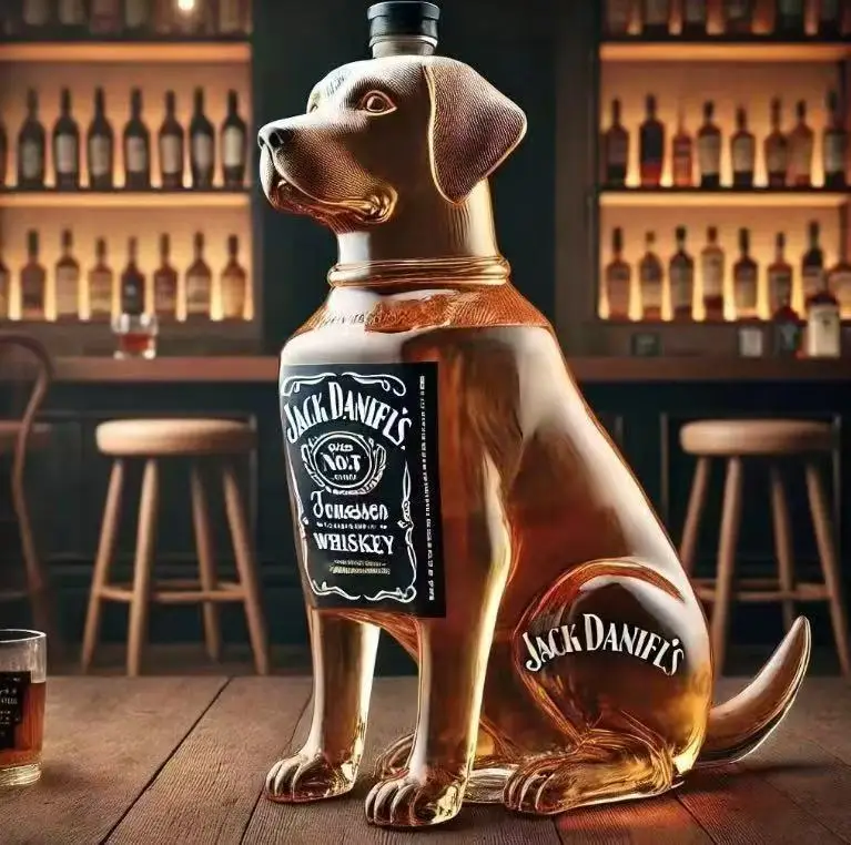 

125 мл бутылка для виски для моделирования собак, прозрачный бар, декоративный орнамент, бутылка из боросиликатного стекла