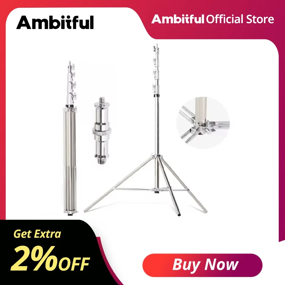Support de lumière à pression d'air en acier inoxydable Ambitful 4M AS-400PRO pour studio photo, vidéo, boîte à lumière, monolight, réflecteur, parapluie
