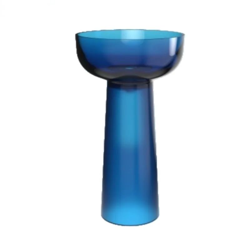 High-End Round Shape Colored Customized Transparent Basin Resin Pedestal Column Hand Wash Basin