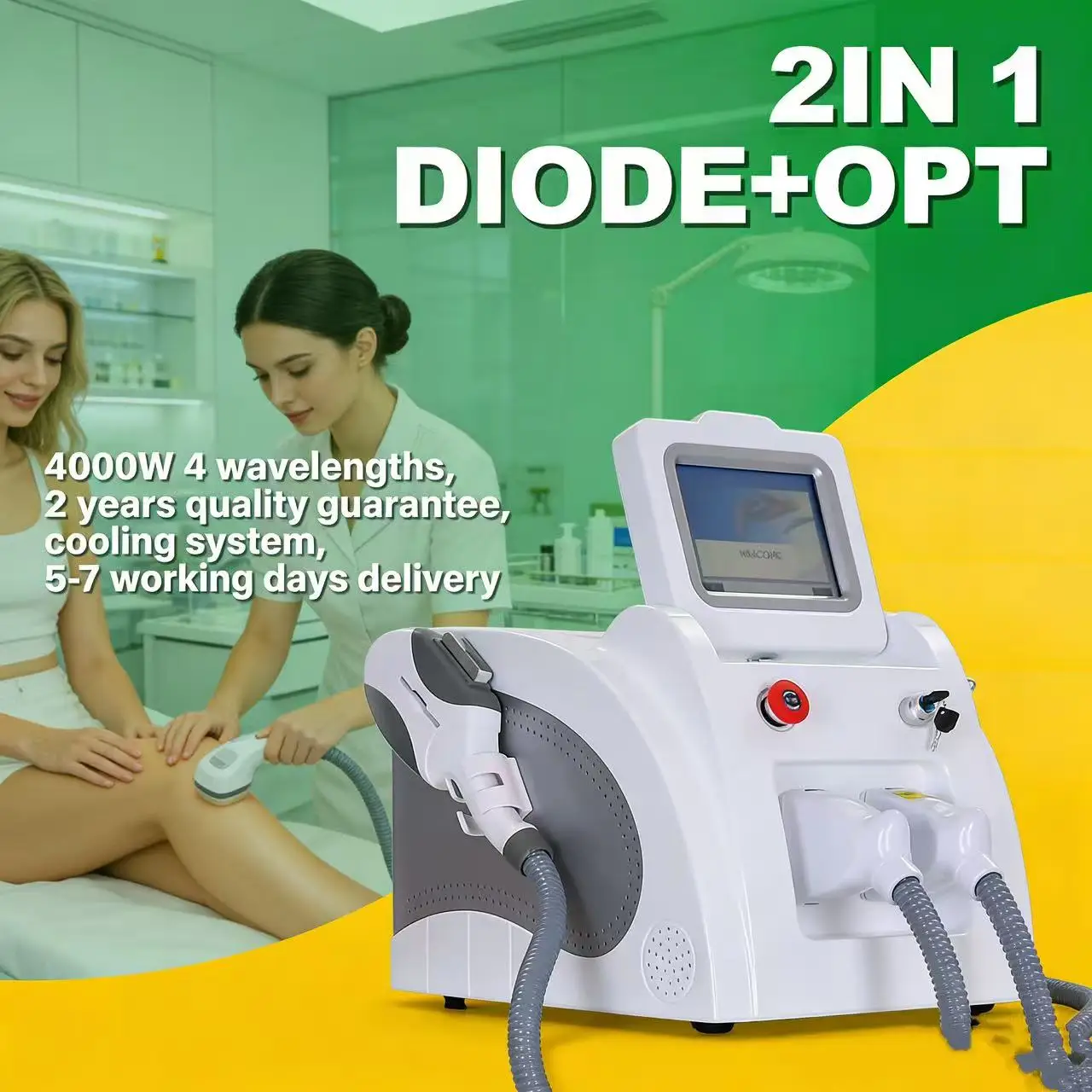 

2In1 Picosecond Tattoo Removal Machine Nd Yag Laser Q Switch OPT Laser Pico Hair Removal Latest Technology for Pigment Removal