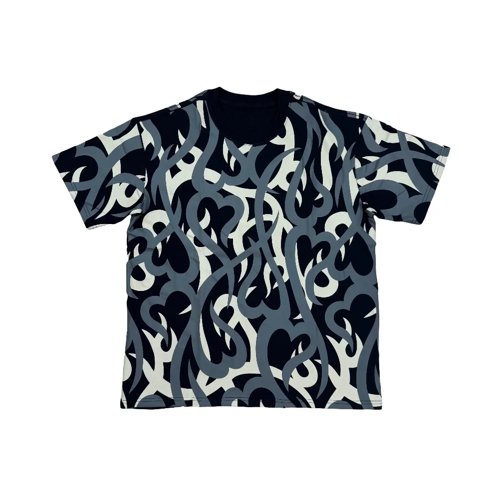 Number Nine AW04 Tribal Heart Camo Tee Thorn Camouflage Short Sleeved T-Shirts