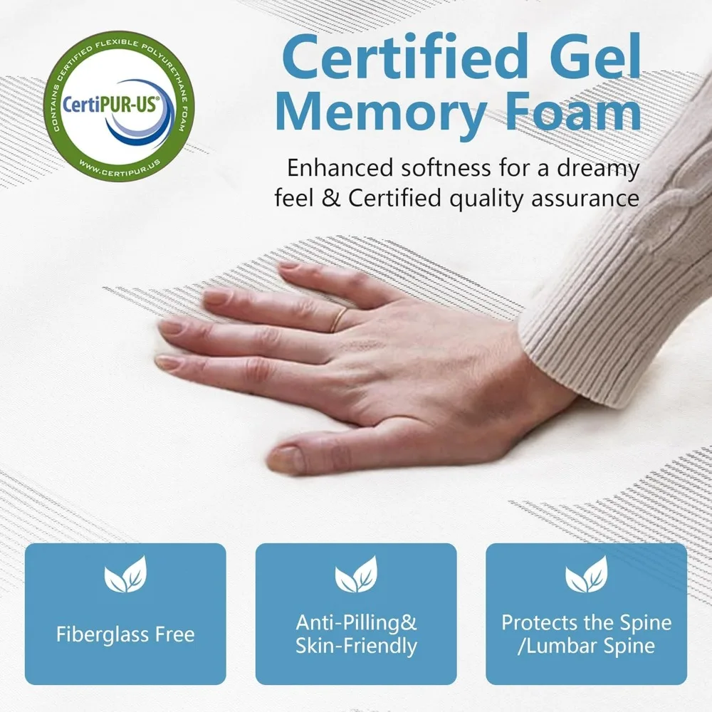 مرتبة كاملة من إسفنج الذاكرة الجل مقاس 10 بوصة مع غطاء قابل للإزالة وقابل للغسل - مرتبة في صندوق للنوم المريح #5