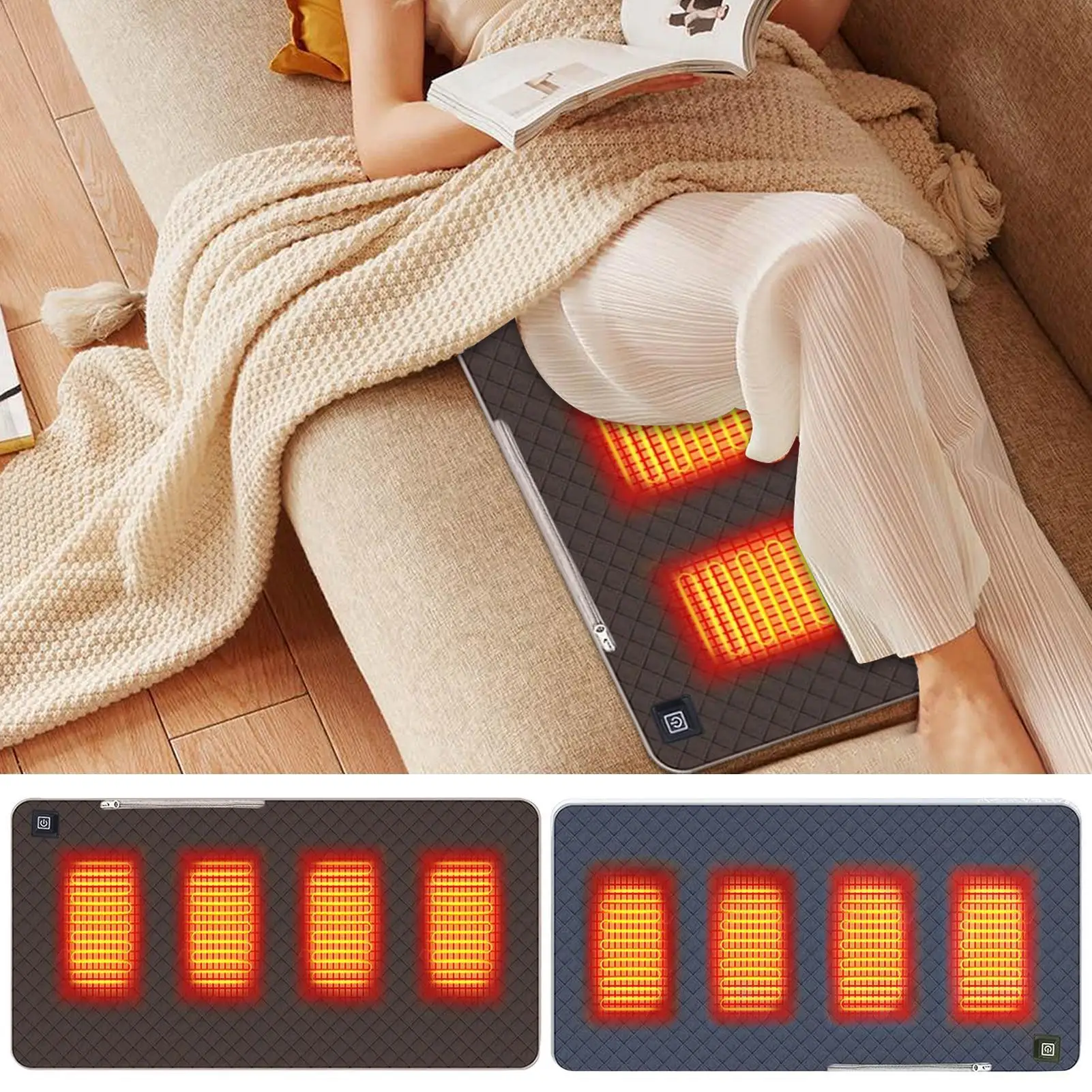 

4 Heated Areas Camping Chair Heated Mat USB Rechargeable 3 Speed Adjustable Smart Temperature Control Winter Warm Pads