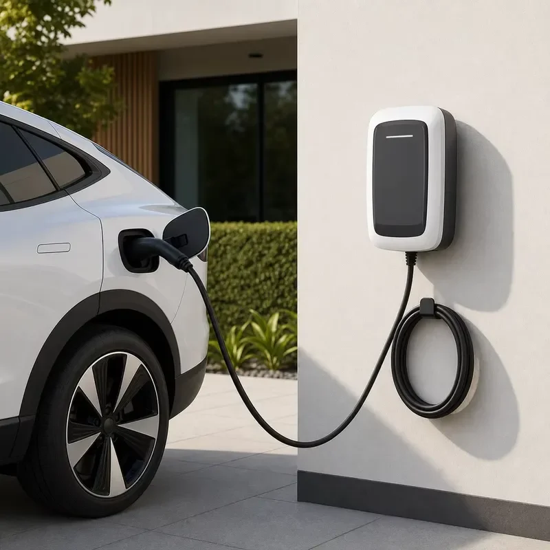 22kW Tethered Type 2 AC EV Charger Fixed 7m Cable Mode 3 IP54 32A Three-Phase Commercial Wall-Mounted Charging Station