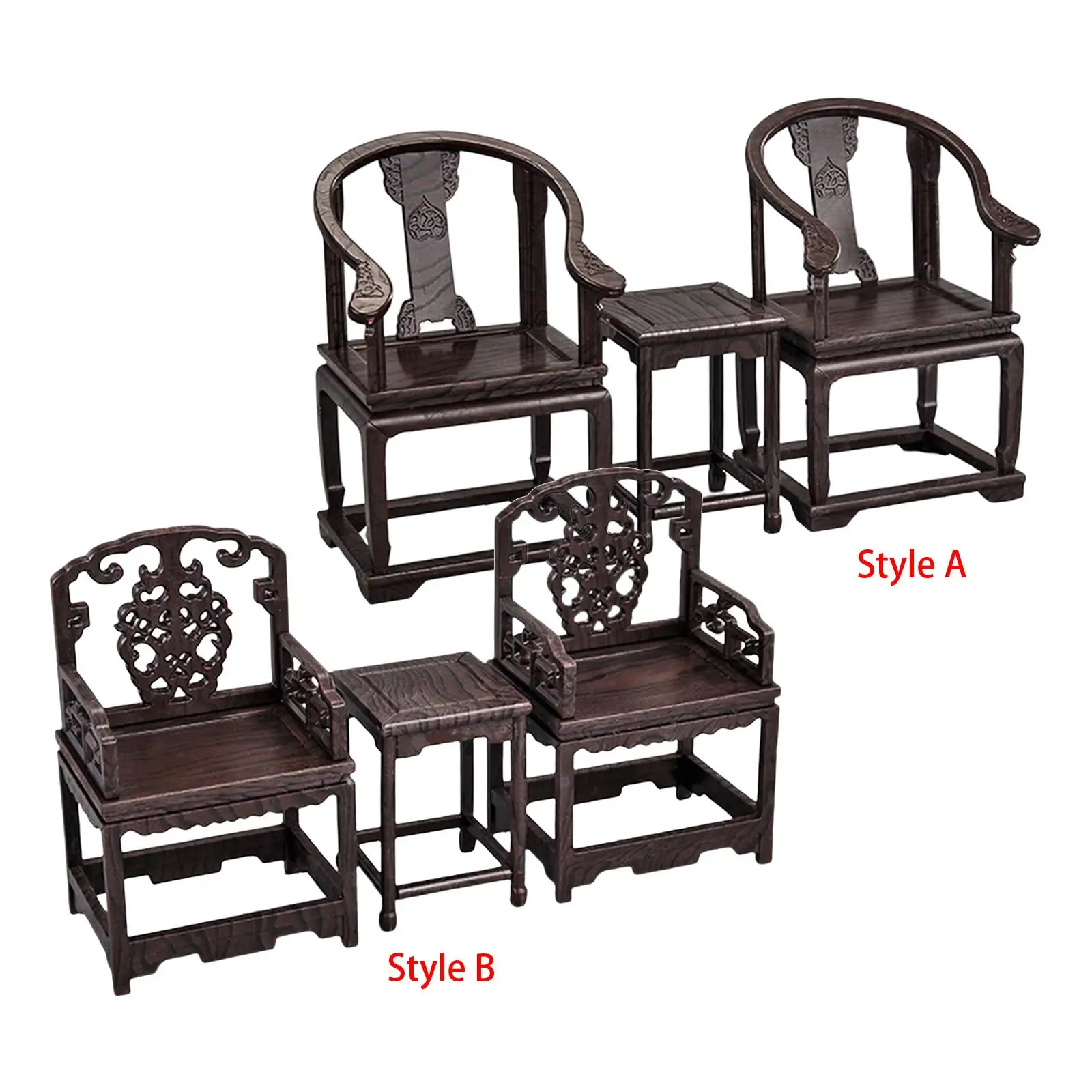 Ensemble de chaises de table miniatures, décoration polyvalente, accessoires de simulation durables, 1:12