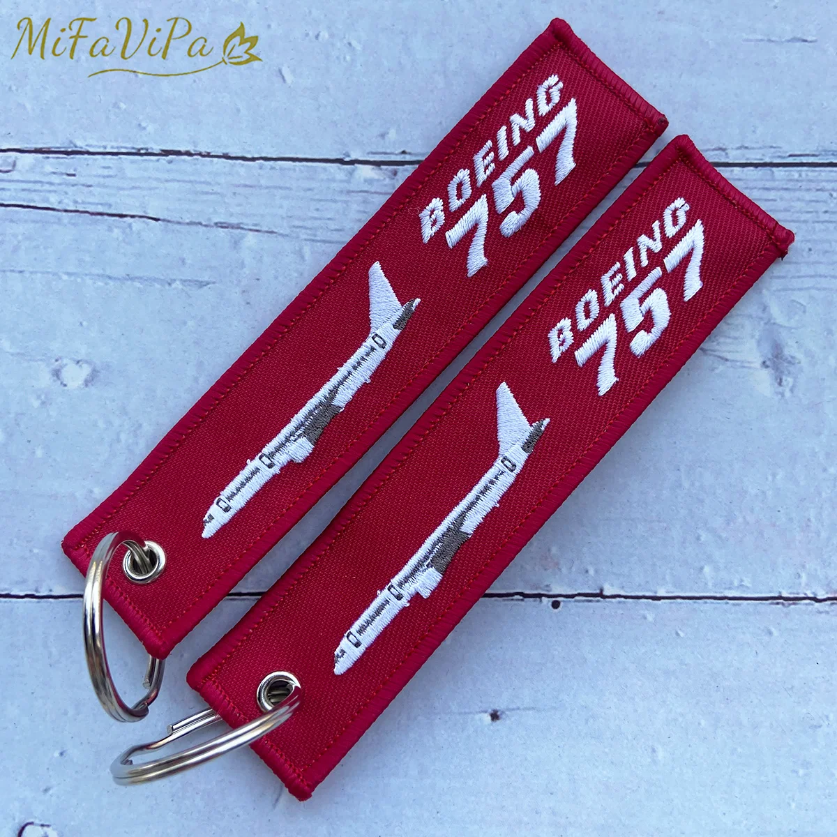 3 PCS Fashion Trinket Boeing 757 Keychain Phone Strap Red Embroidery Aviation Key Chains for Men Flight Crew Gift Key Rings