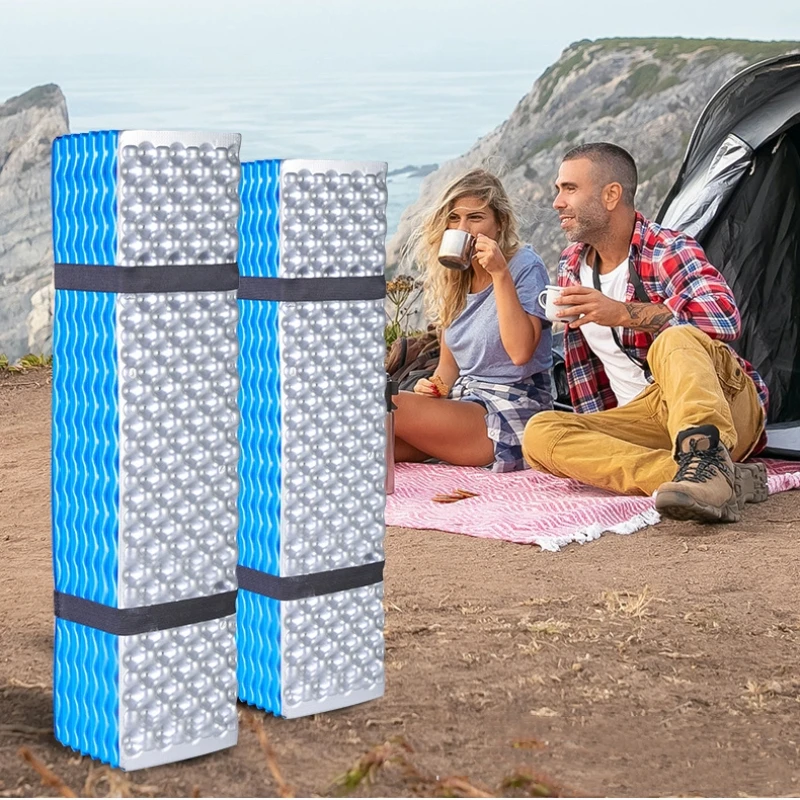 Película de aluminio, nido de huevos plegable, estera impermeable a prueba de humedad, estera para dormir portátil para acampar al aire libre, estera IXPE gruesa para una sola persona