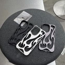 Flame Pattern Phone Case For iPhone 16 15 13 12 11 14 ProMax 15 Plus Fashion Cool Hollow Slim Shockproof Protective Soft Cover