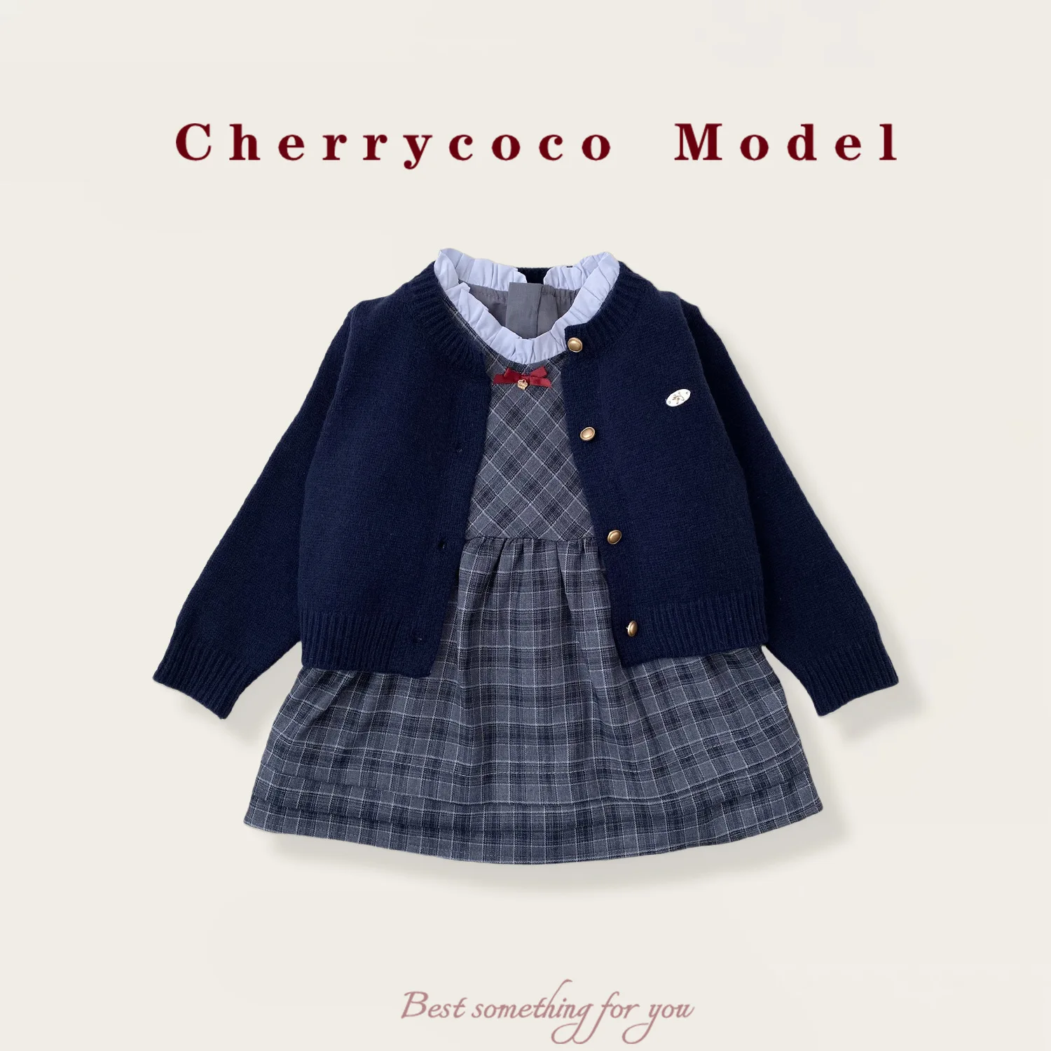 

Girls' Set Autumn/Winter New Girl Baby Academy Princess Vest Skirt Knitted Cardigan Two Piece Set