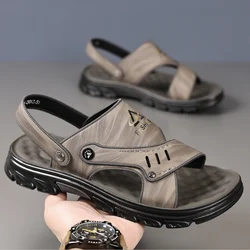 Men's Summer sandals outdoor 2024 New Men's Sandals Men Leather Beach Shoes Casual Men Shoes Fashion Slippers Sandals Mens Shoes