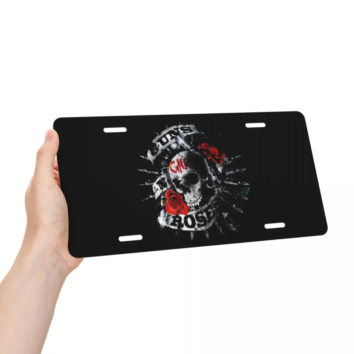 Guns N Roses Heavy Metal License Plate Cover Bullet Aluminum Metal Decorative Car Front License Plate Vanity Tag 6 X 12 Inch