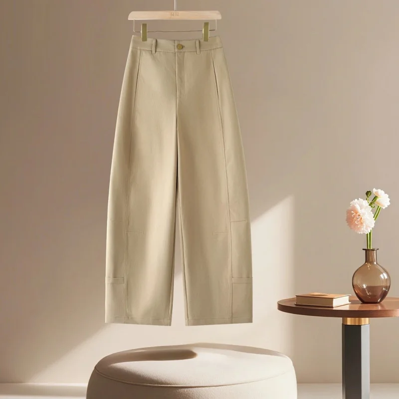 

Популярные в этом году женские брюки с широкими штанинами и изогнутым кроем, новинка весны и лета, с высокой талией, свободного кроя, визуально стройнящие.