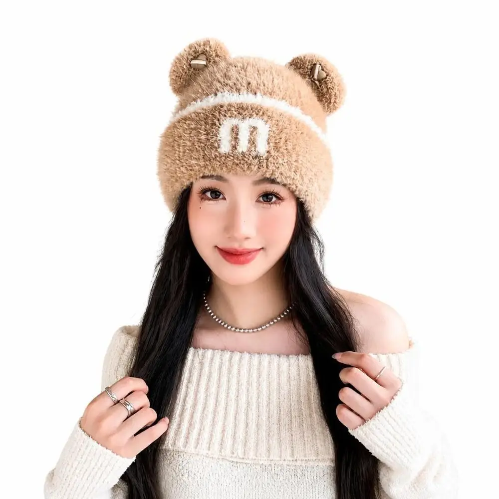 Thick Warm Cat Ear Beanie Material Heart Decoration Winter Cap Winter/Autumn Wear Letter Pattern Cute All Match Toque