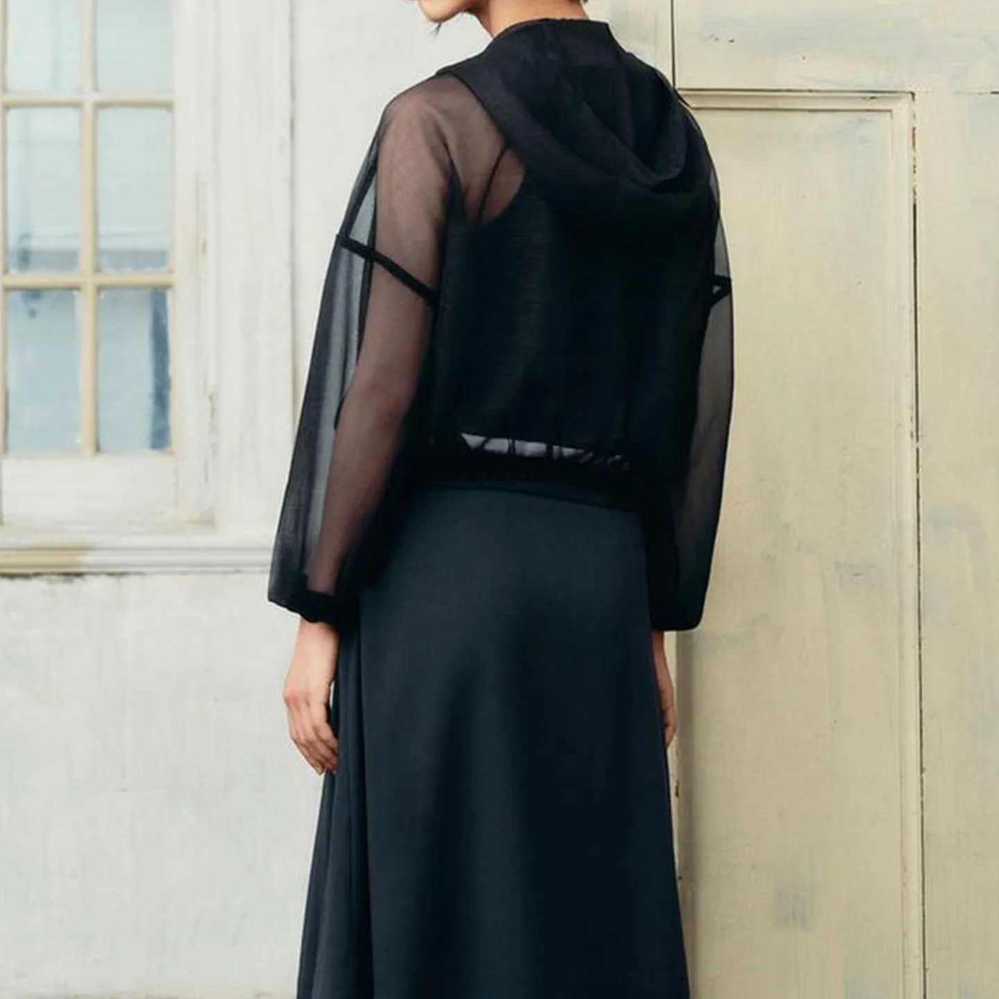 

Z Women's Faion Simple Transparent Hooded Jaet Coat Long Sve Zipper Closure Regular Length Autumn New Arrival