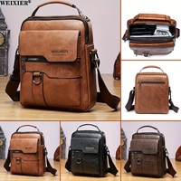 Retro Vegan Leather Handbag, Business Crossbody Bag, Casual Portable Satchel Bag, Men Shoulder Bags, A Gift for Father - White