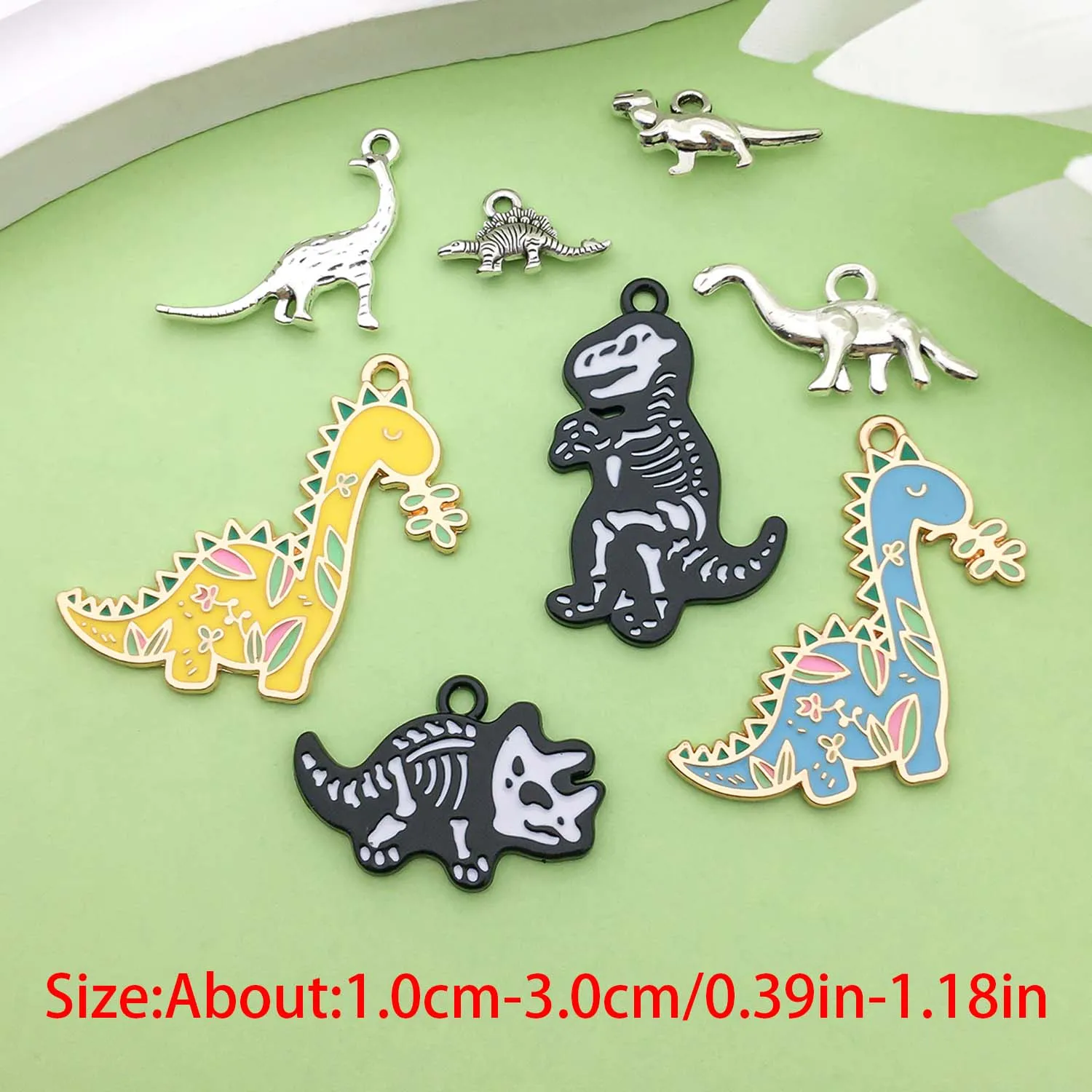 16/20pcs Cartoon Dinosaur Design Charms Alloy Metal Animal Pendants For DIY Bracelet Necklace Jewelry Making Accessories