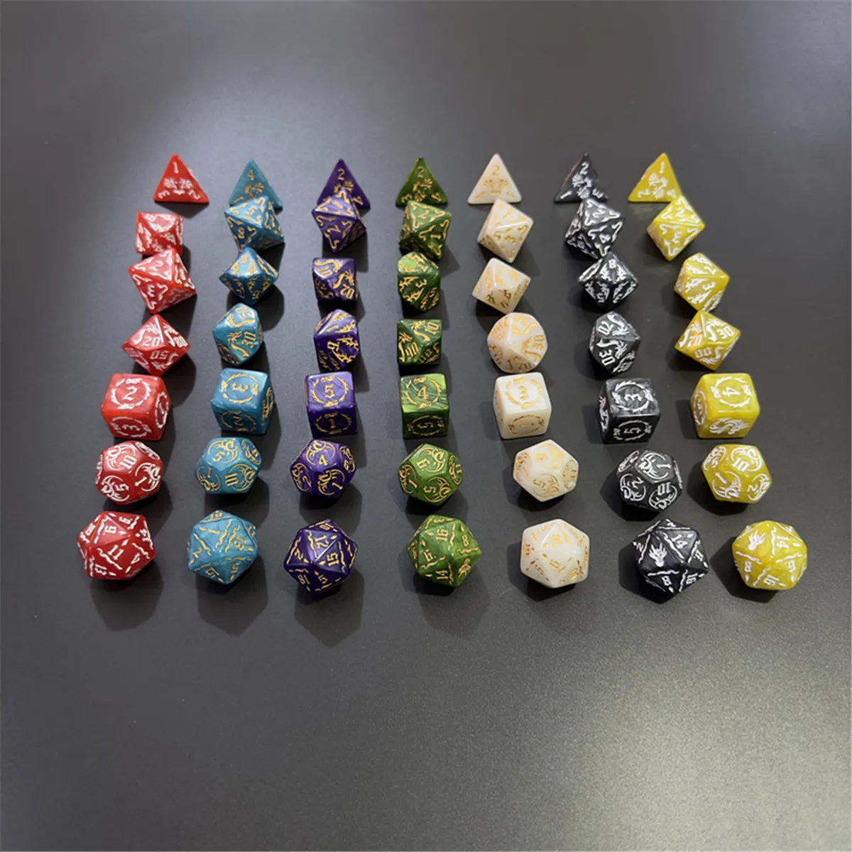 7pcs/set Of New Pattern DND Dice Set D4 D6 D8 D10 D12 D20 Multi-sided Dice For TRPG Board Game High Quality