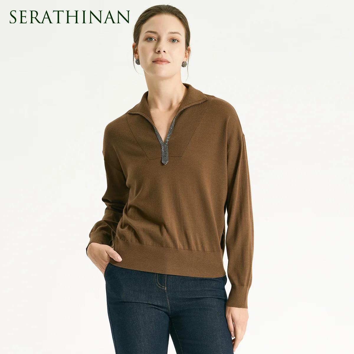 

BY3611437 Premium Women's Pure Wool Knit Pullover Soft Comfortable Elegant Casual Knitwear Sweater