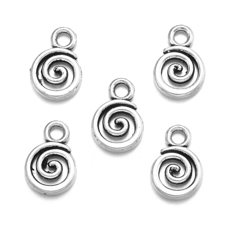 40 pz 6 Colori Swirl Charms Pendenti In Lega di Metallo Per Accessori Gioielli Fatti A Mano FAI DA TE Che Fanno 8*11mm B206