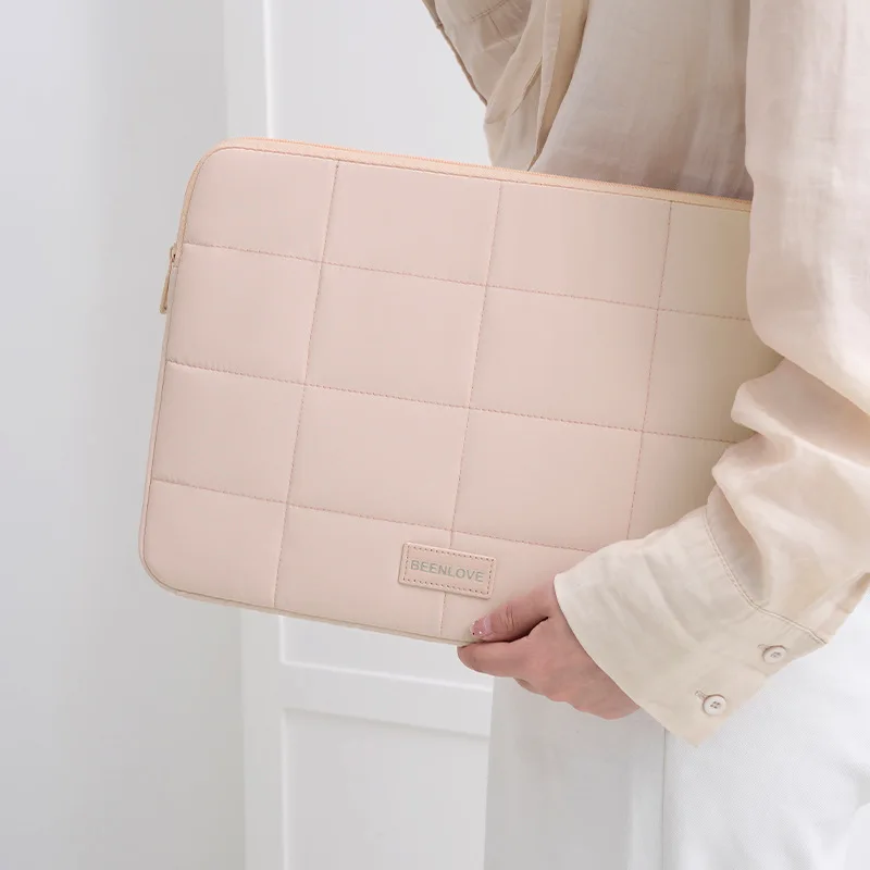 14/15.6‑Inch Solid‑Color Quilted Laptop Sleeve, Shockproof Ultralight Wear‑Resistant Travel Protective Tablet Notebook Case
