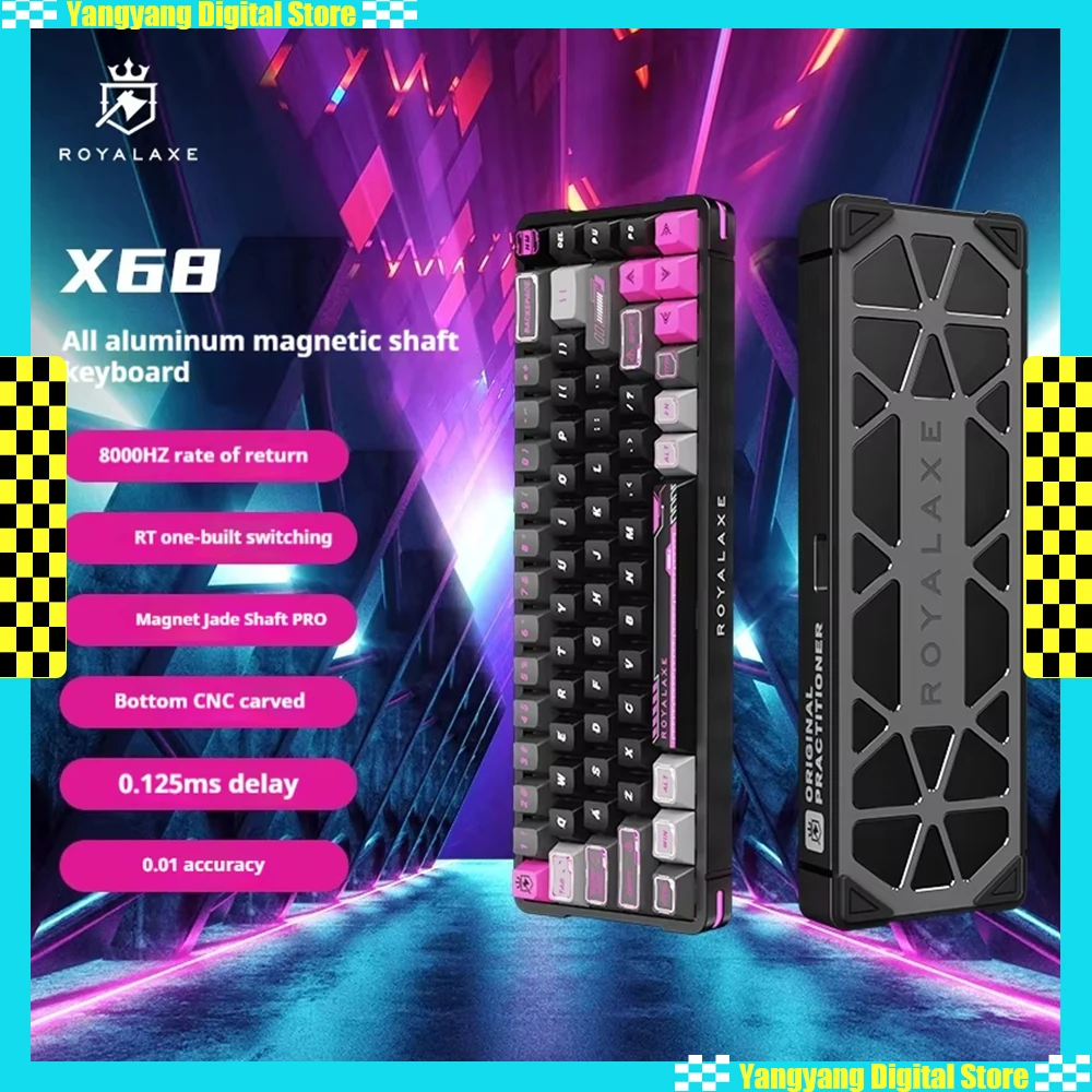 

Проводная механическая клавиатура Royal Axe X68 из алюминиевого сплава, точность 0,01 ммRT, точность 0,125 мс, одиночная клавиша с задержкой, частота сканирования 128 К, частота сканирования 8 К