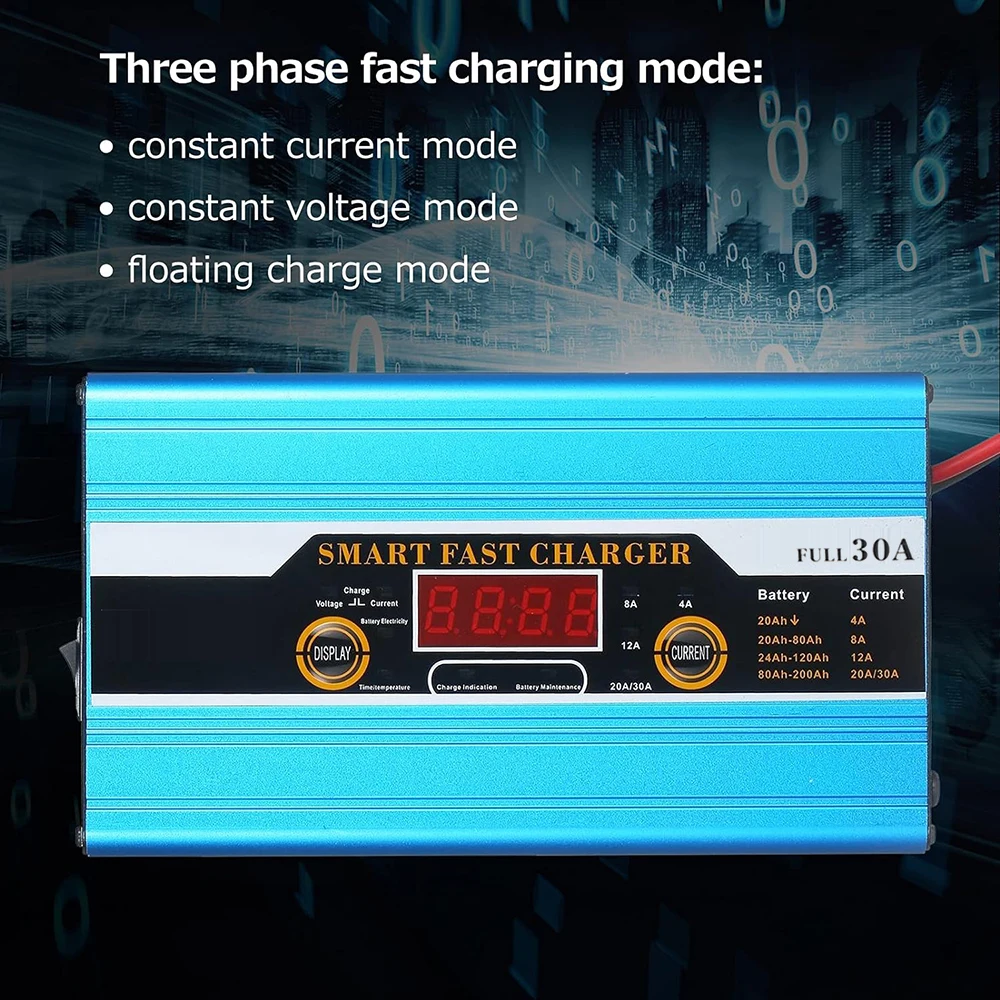 10A 20A 30A 40A 12V Lead-acid Battery Charger For Car Caravan Campervan Motorhome Boat Battery Fast Charging EU Plug Charger