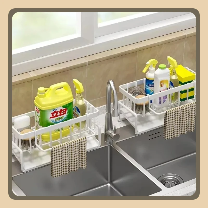 رف المطبخ خرقة تخزين الصرف الرف لا لكمة تخزين الرف المنزل رف توابل صنبور مصرف بالوعة الصرف الرف اكسسوارات المطبخ