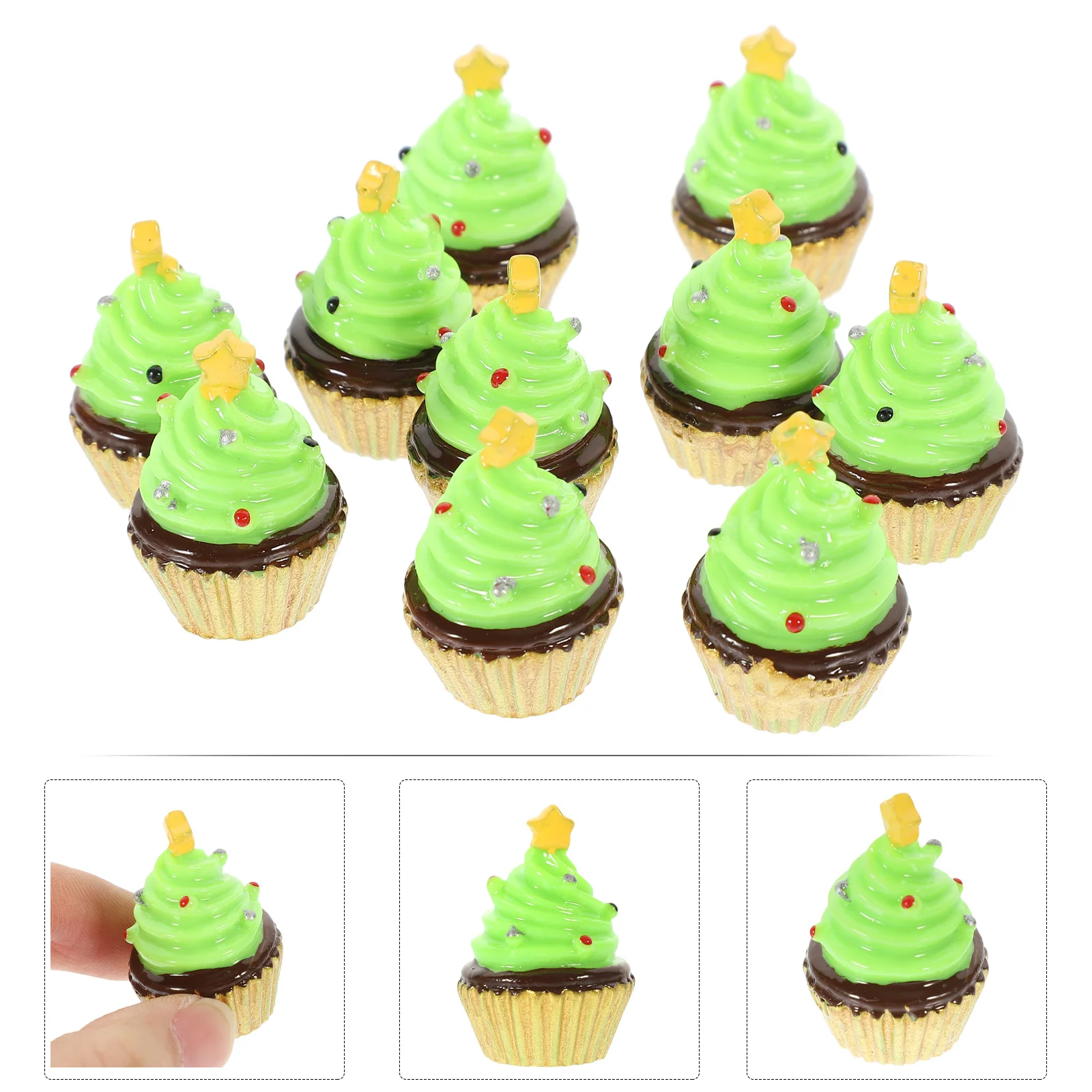 

10Pcs Faux Cupcake Resin Models Realistic Simulation Cakes Artificial Food Decoration for Party Coffee Shop Faux Cupcake