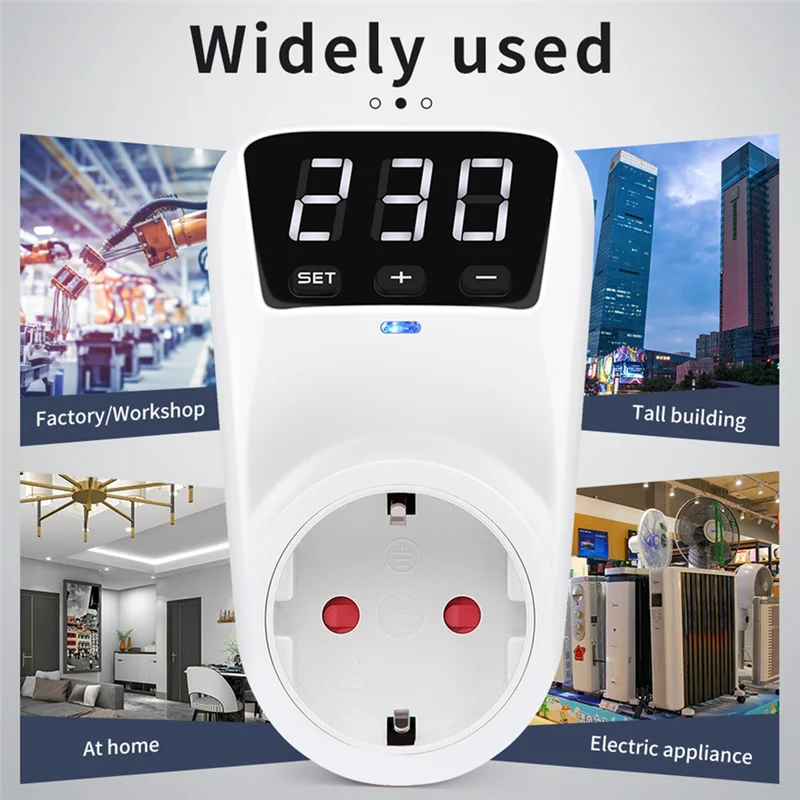 Tomada protetora de tensão com display LED AC 230V ajustável 16A Tomada protetora de energia com função de reinicialização automática Plugue UE