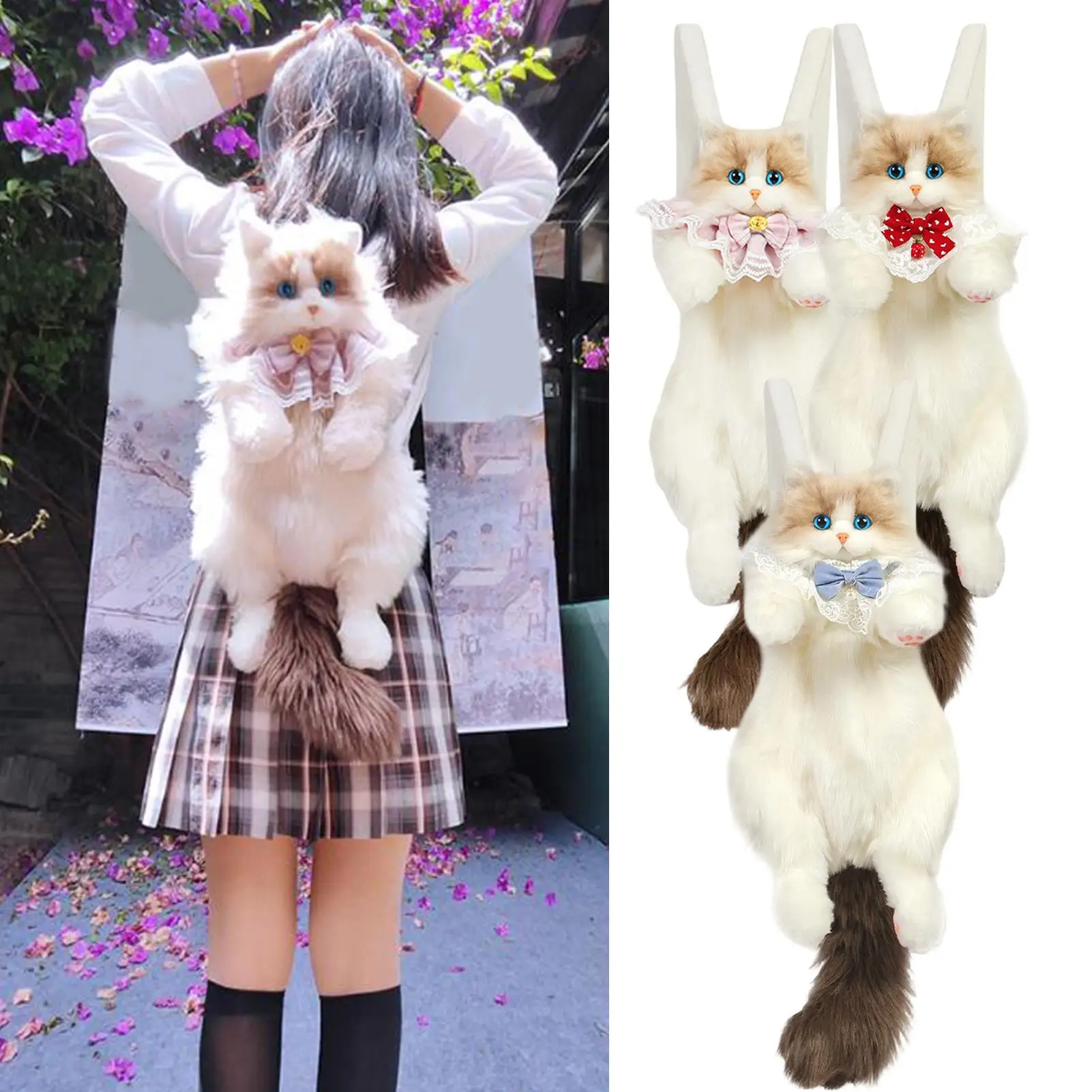 Stuffed Cat Backpack With Ample Storage Space Realistic Cat Shaped Backpack For College Work Office Travel Vacation Weekend Trip