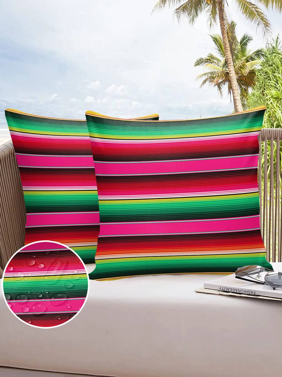 

2/4PCS Colorful Mexican Stripes Waterproof Decorative Sofa Throw Pillow Cover Case Garden Patio Cushion Covers