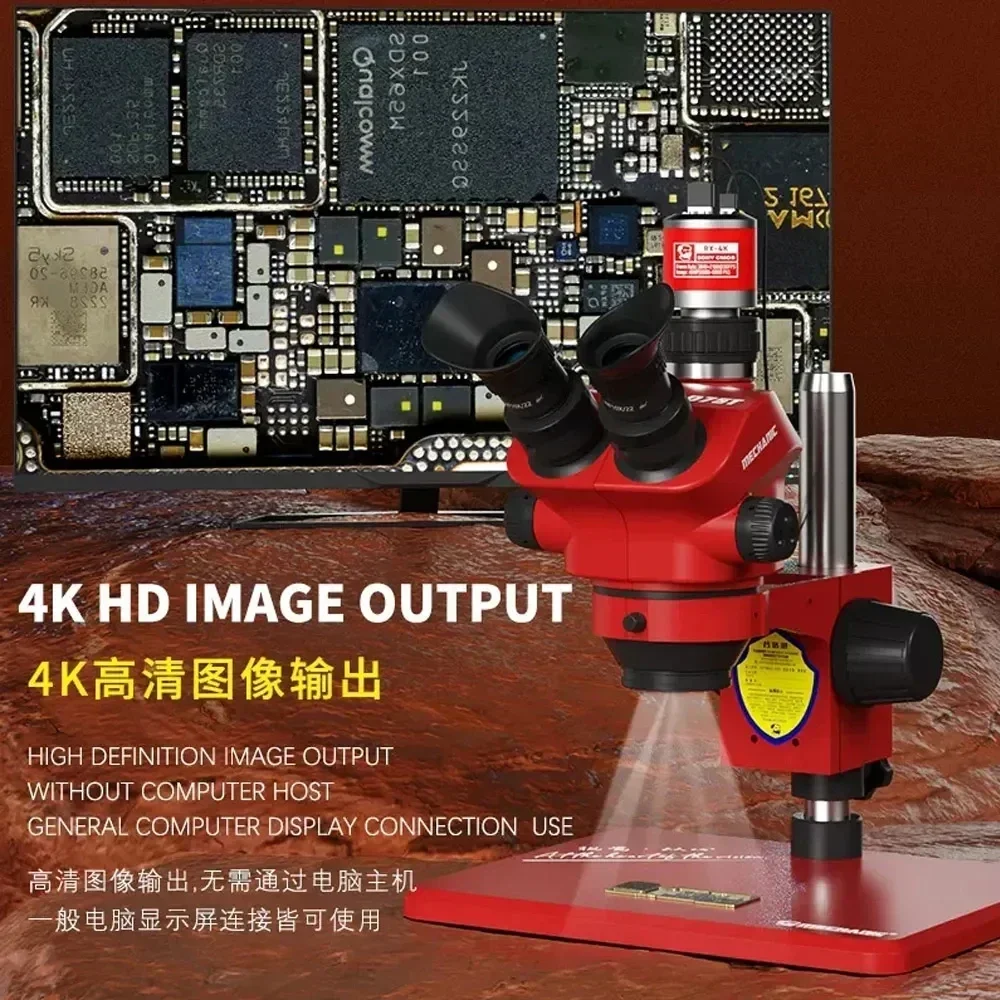 MECÂNICO-Câmera Trinocular Microscópio, Placa-mãe PCB Celular, Reparação Eletrônica De Solda, MOS-4K 4KPro 510, 55MP, 51MP, Full HD