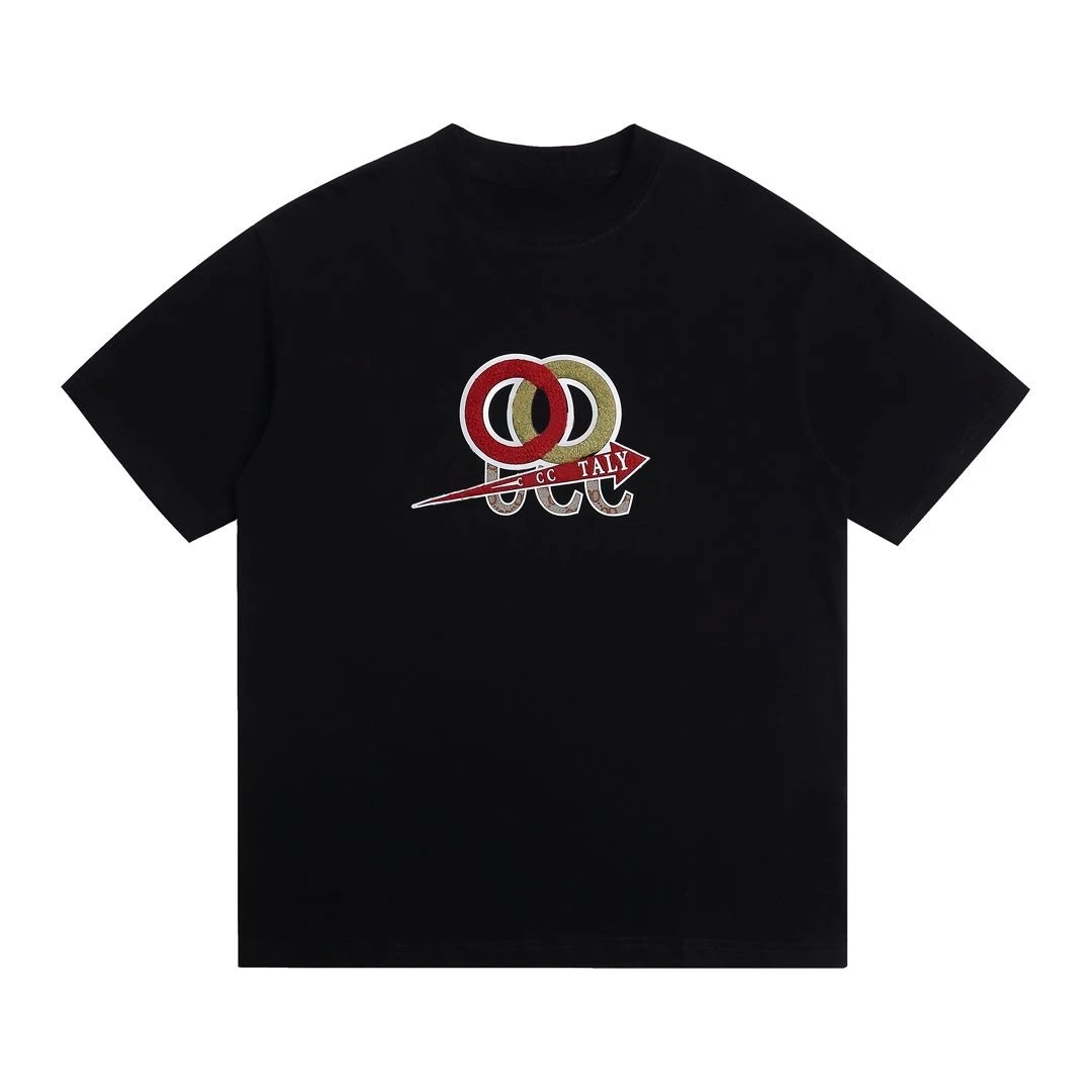 2026 new Round-neck T-shirt with vintage cross-shaped chest pattern, suitable for both men and women, casual short-sleeved shirt