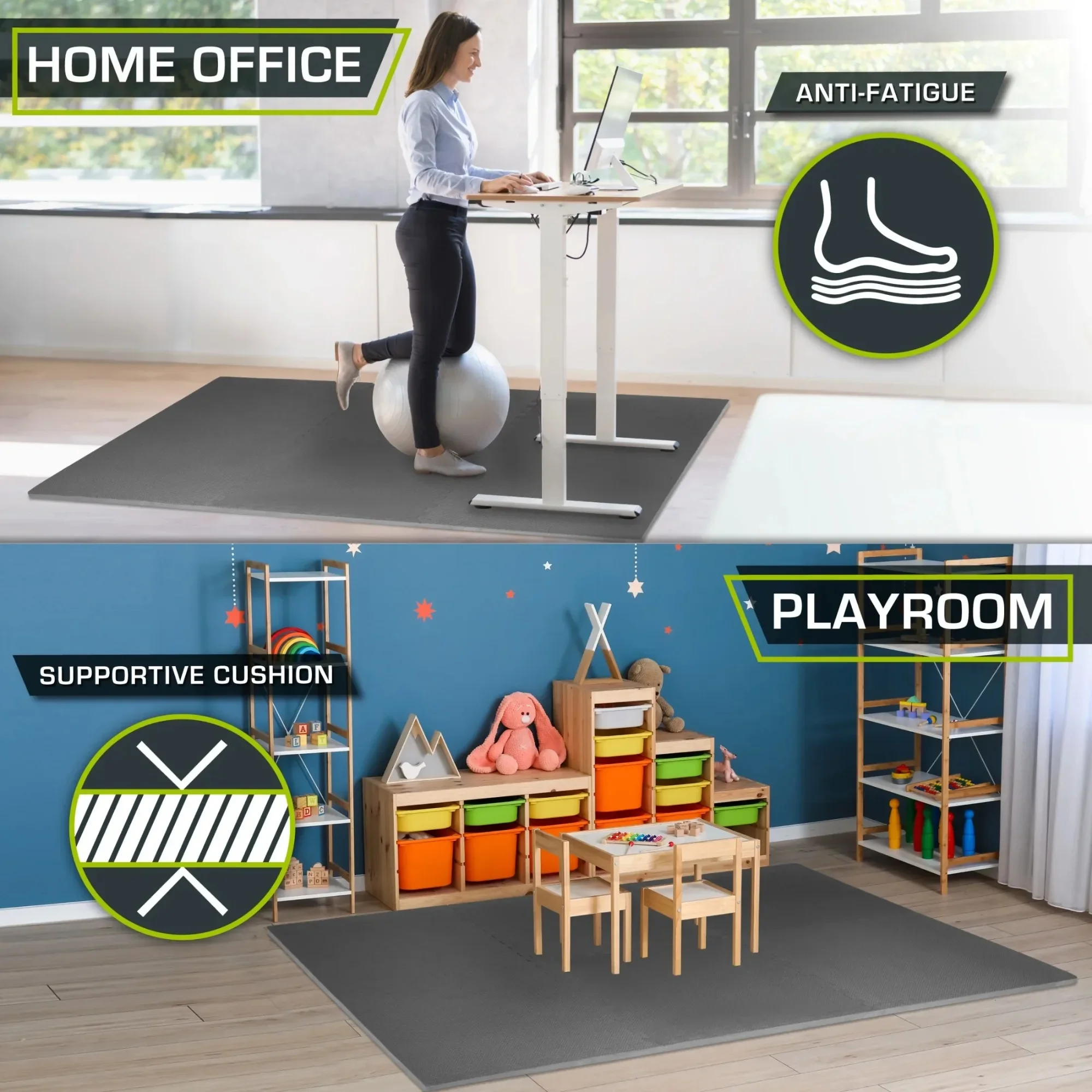 3/4 inch extra dikke puzzel oefenmat, EVA-schuimtegels voor gymvloer, thuistrainingen en speelruimte voor kinderen, in elkaar grijpende