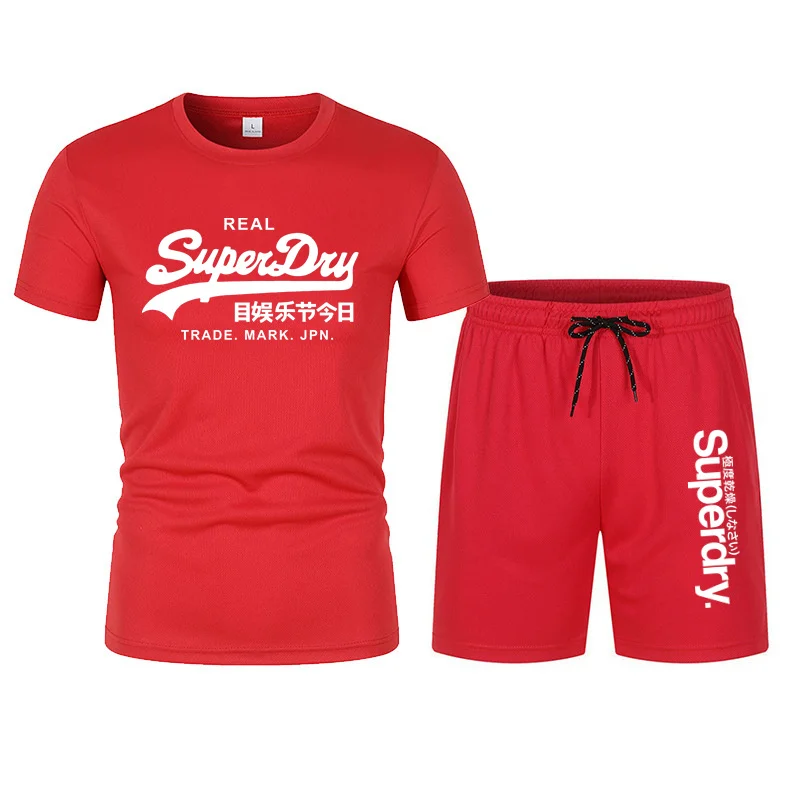 Summer Outdoor Sports Suit Men\'s Short-sleeved Shorts Casual Fashion Two-piece Set Breathable Quick-drying Fitness Clothes S-3XL