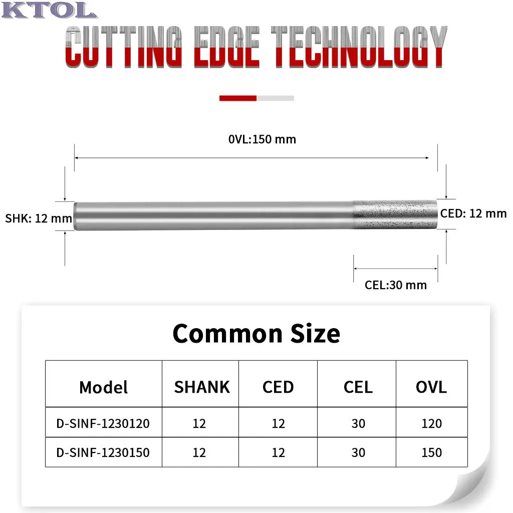 12-16mm Straight Endmill Sintered Diamond Tool CNC Milling Cutter Granite Stone Router Bits Set for Engraving Cutting Processing